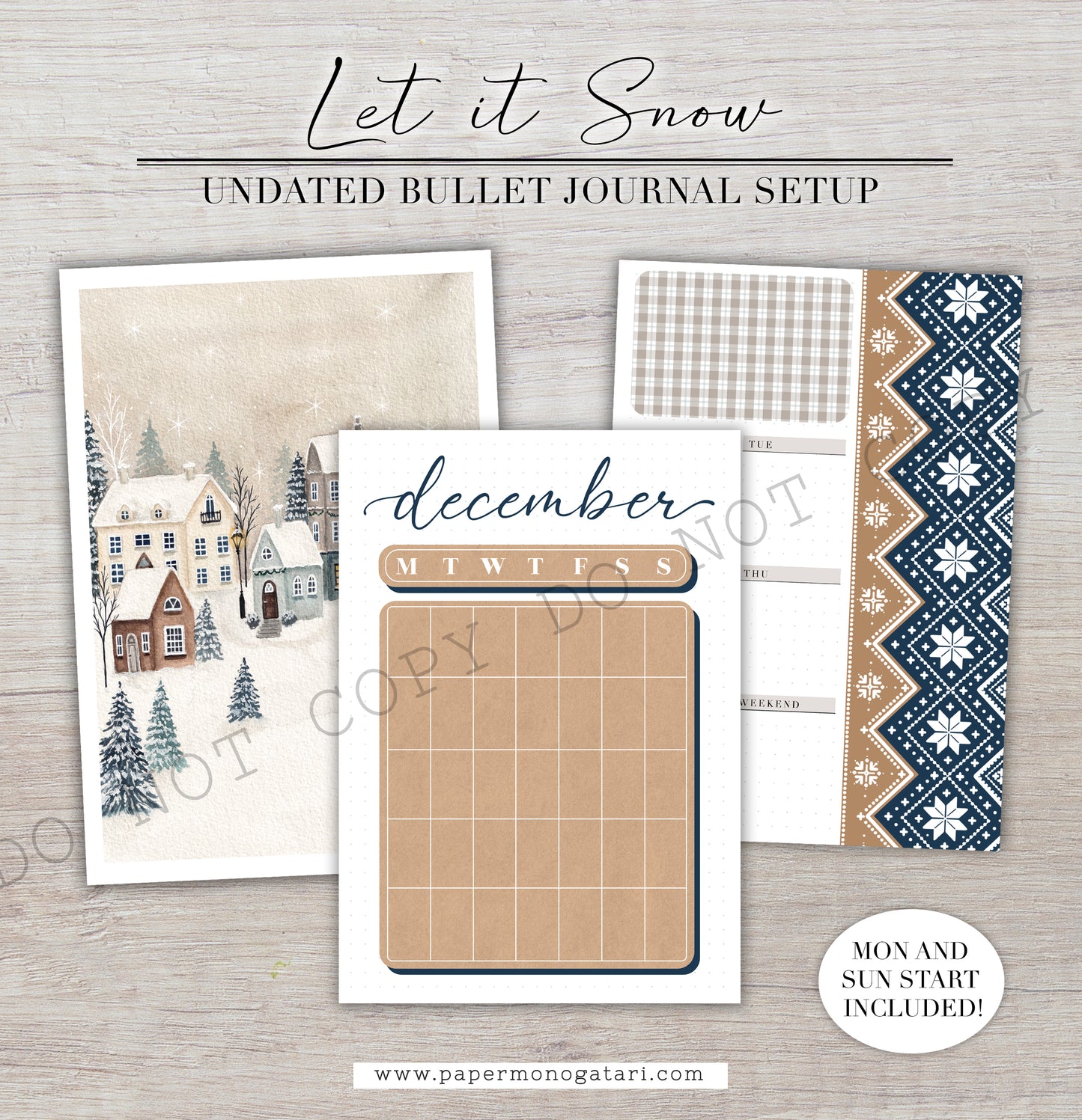 Let It Snow | Digital Bullet Journal Theme (Undated: Dec, Jan + Blank)