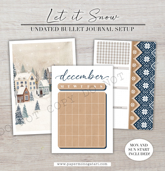 Let It Snow | Undated Digital Bullet Journal Theme [Dec, Jan + Blank]