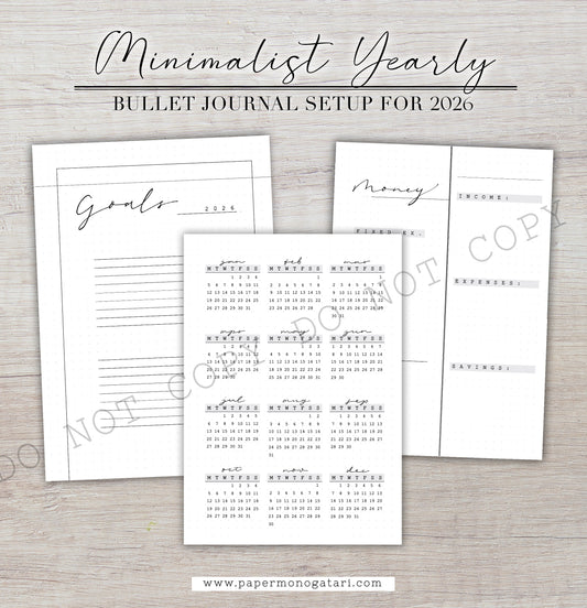 Minimalist 2026 Yearly Setup | Digital Bullet Journal Theme