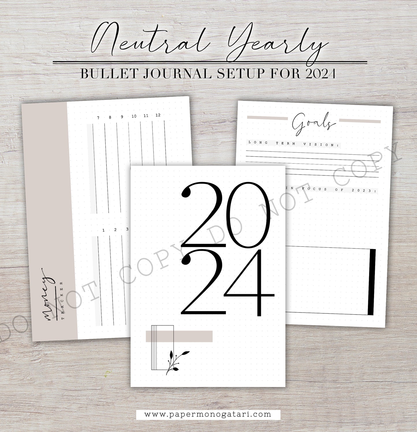 Neutral 2024 Yearly Setup | Digital Bullet Journal Theme