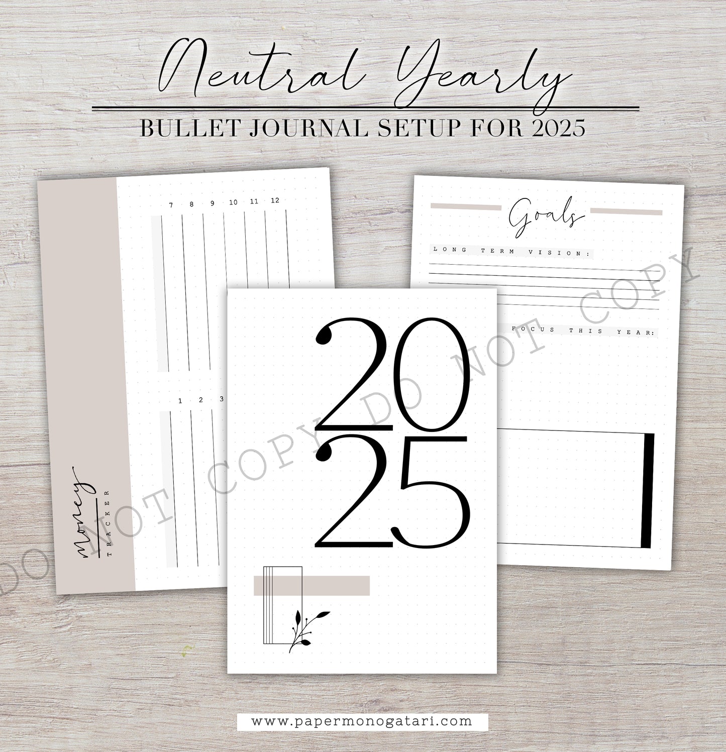 Neutral 2025 Yearly Setup | Digital Bullet Journal Theme