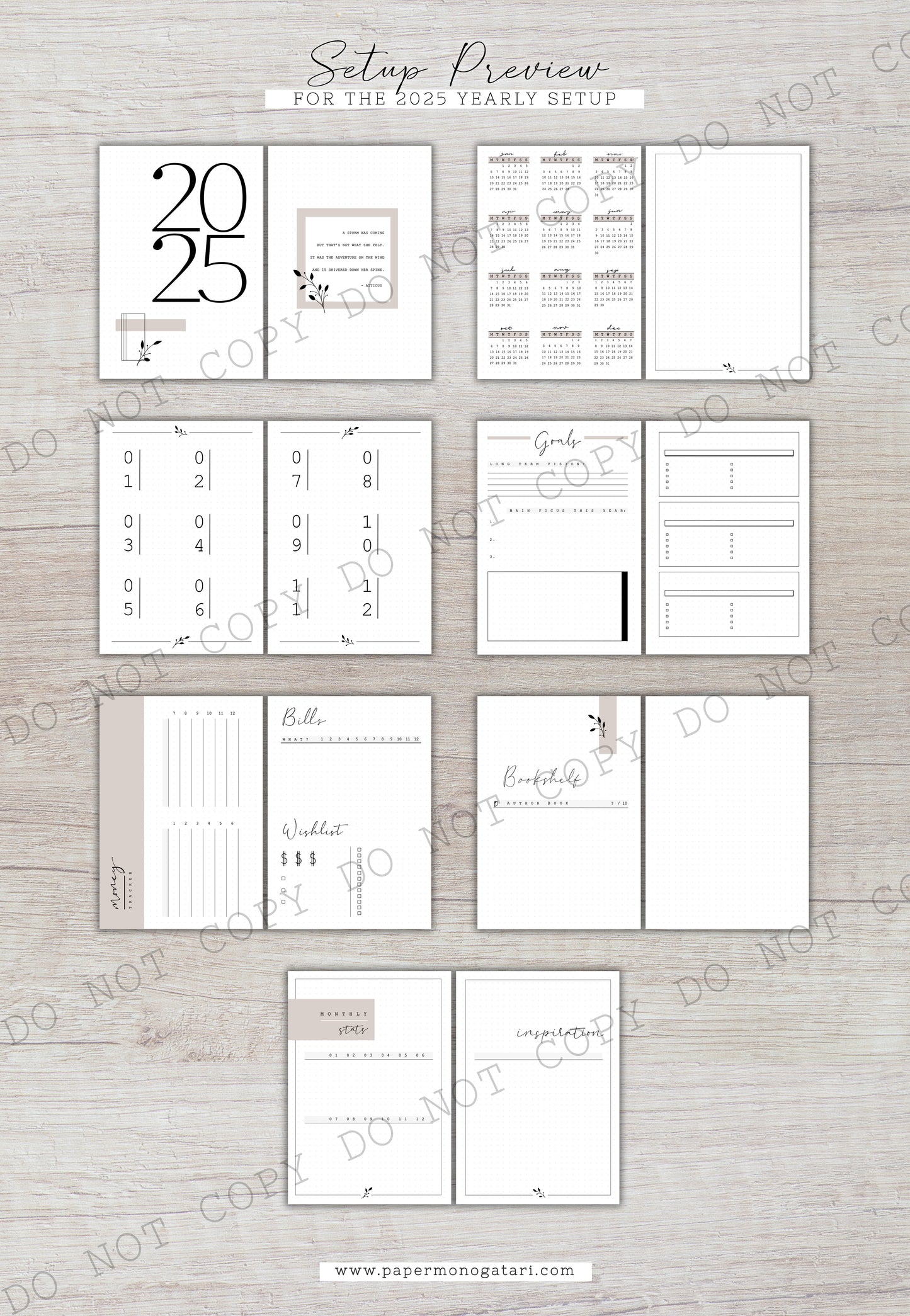 Neutral 2025 Yearly Setup | Digital Bullet Journal Theme