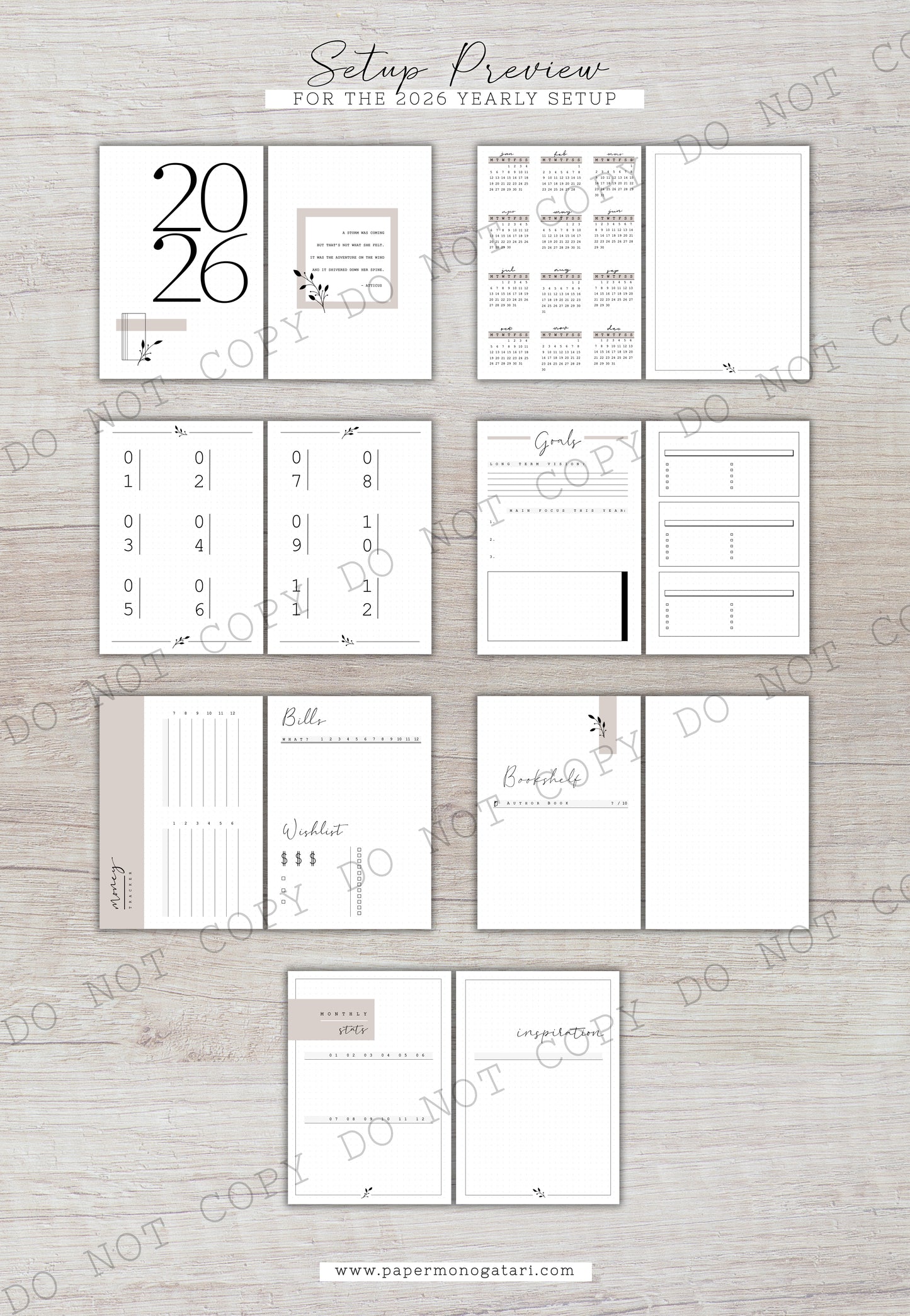 Neutral 2026 Yearly Setup | Digital Bullet Journal Theme