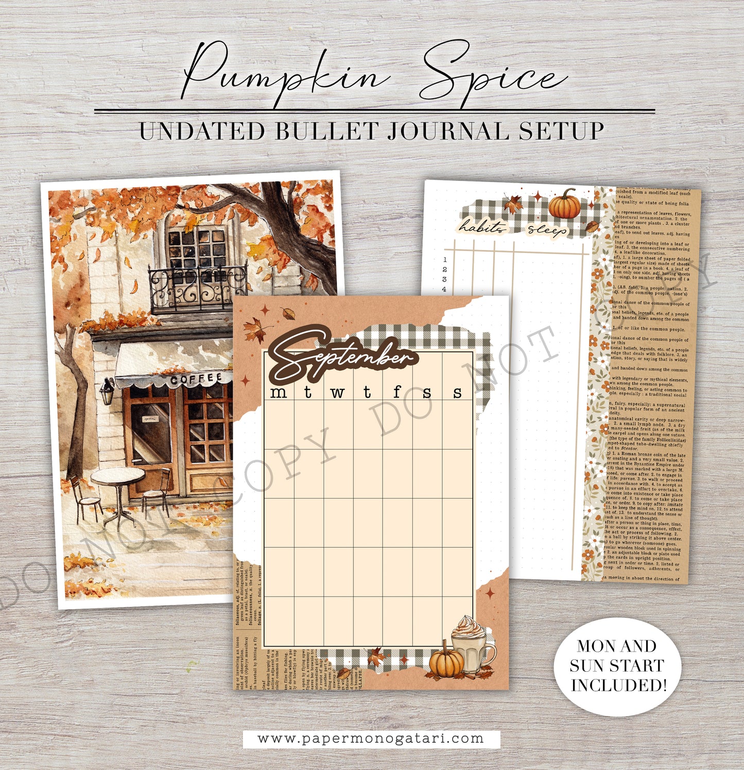 Pumpkin Spice | Digital Bullet Journal Theme (Undated: Sep, Oct + Blank)