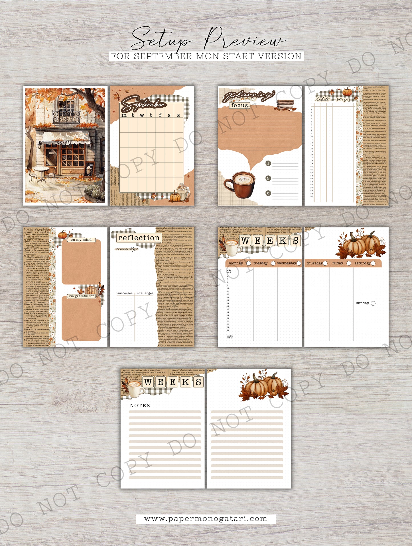 Pumpkin Spice | Digital Bullet Journal Theme (Undated: Sep, Oct + Blank)