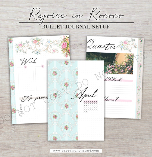 Rejoice In Rococo (2024) | Digital Bullet Journal Theme