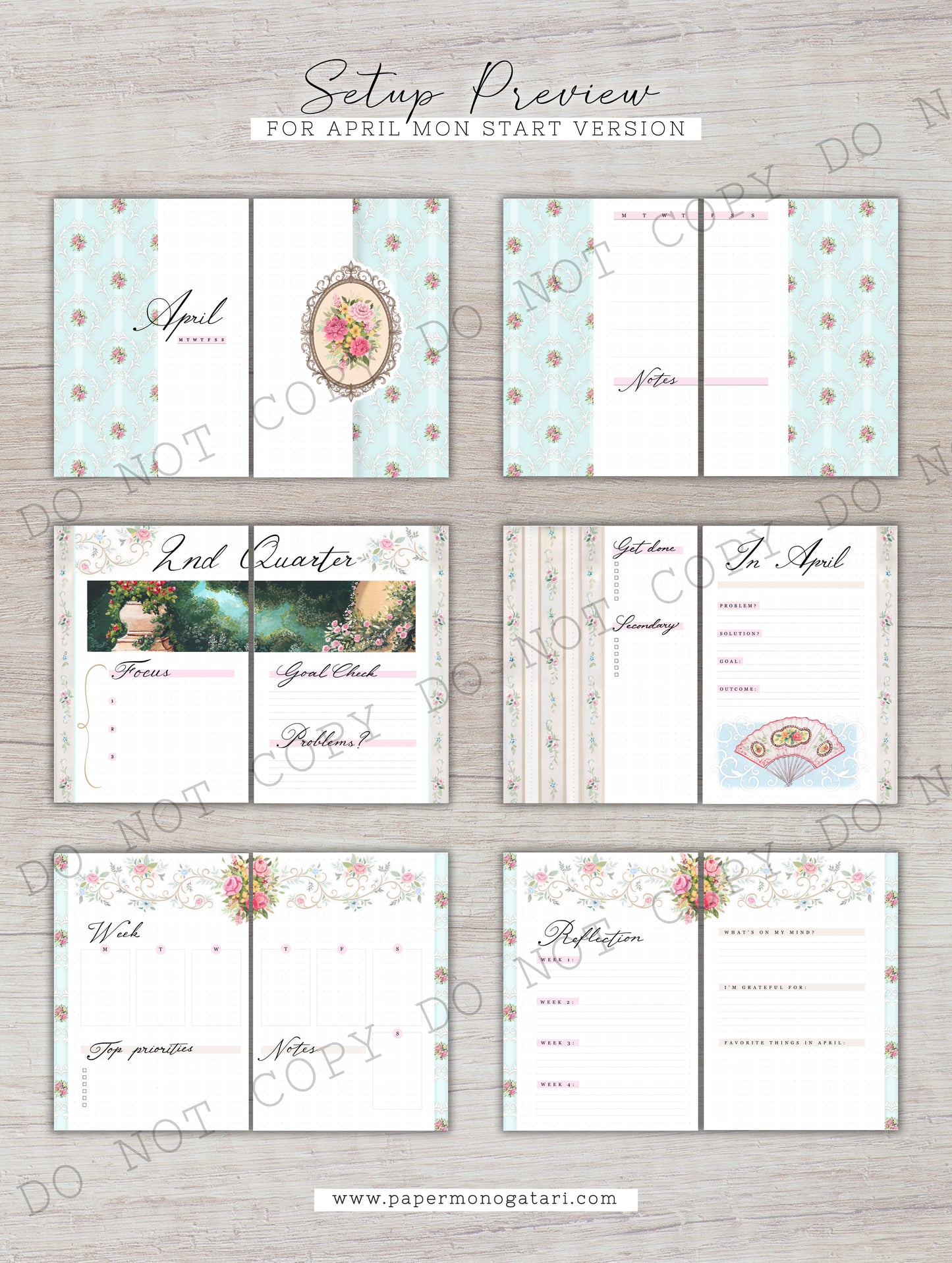 Rejoice In Rococo | Digital Bullet Journal Theme (Undated: Apr, May + Blank)
