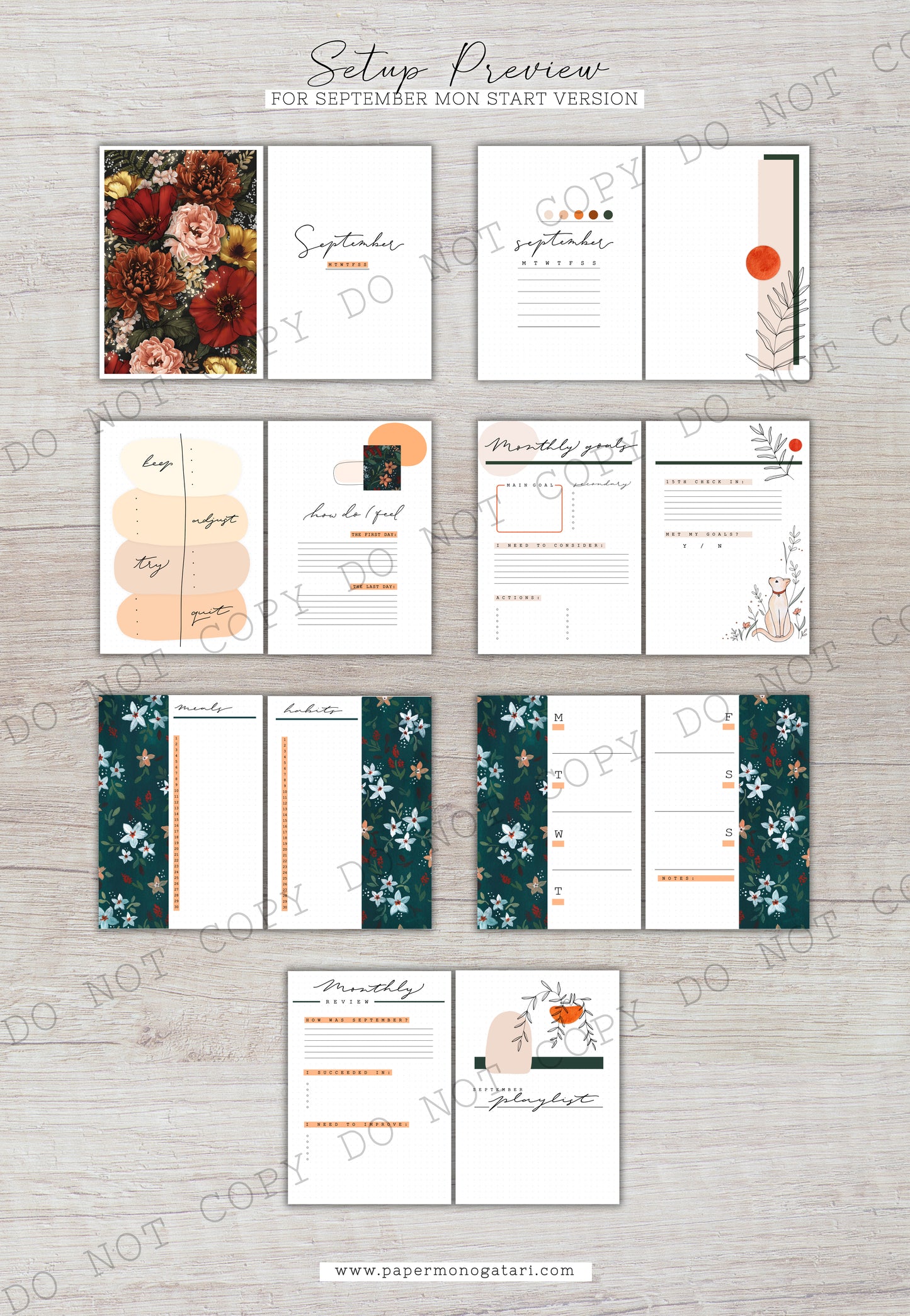September Sunset | Digital Bullet Journal Theme (Undated: Sep, Oct + Blank)