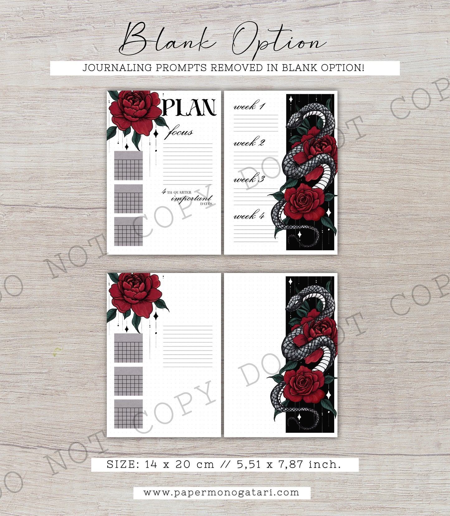 Serpent Rose | Digital Bullet Journal Theme (Undated: Oct, Nov + Blank)