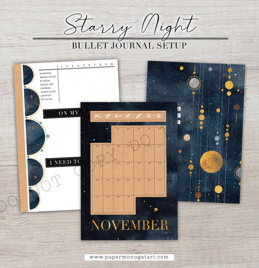Starry Night | Digital Bullet Journal Theme