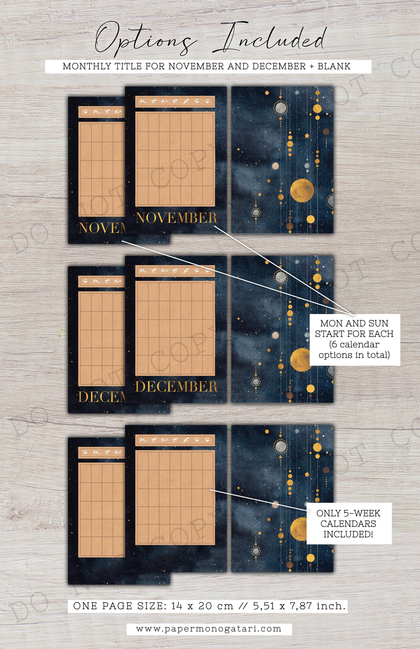 Starry Night | Digital Bullet Journal Theme (Undated: Nov, Dec + Blank)