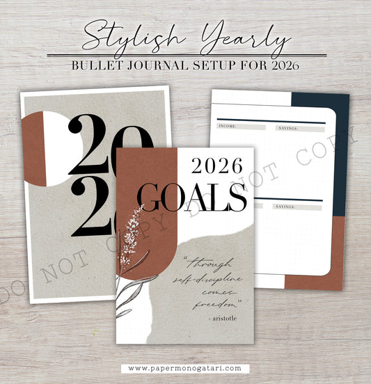 Stylish 2026 Yearly Setup | Digital Bullet Journal Theme