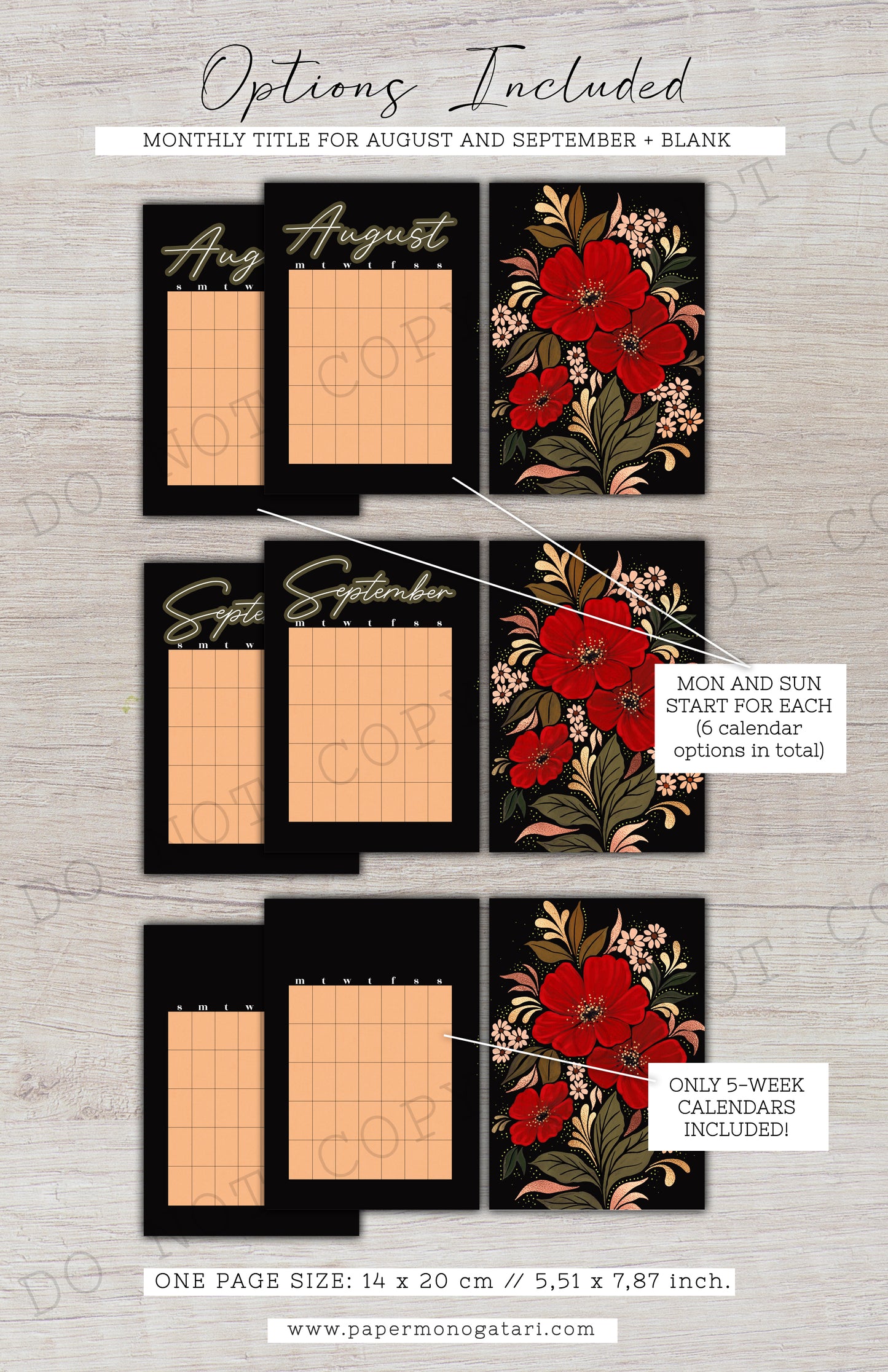 Summer Night Florals | Digital Bullet Journal Theme (Undated: Aug, Sep + Blank)