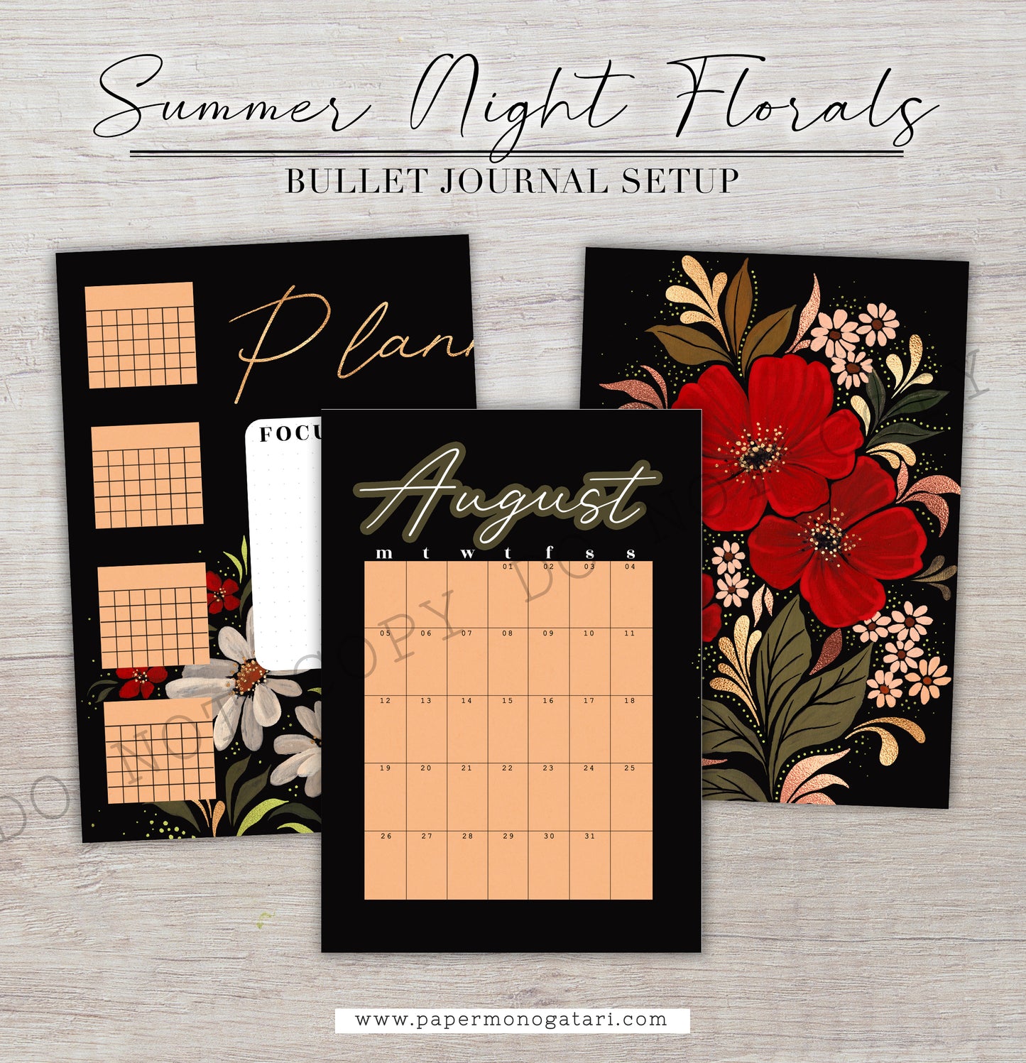 Summer Night Florals (2024) | Digital Bullet Journal Theme