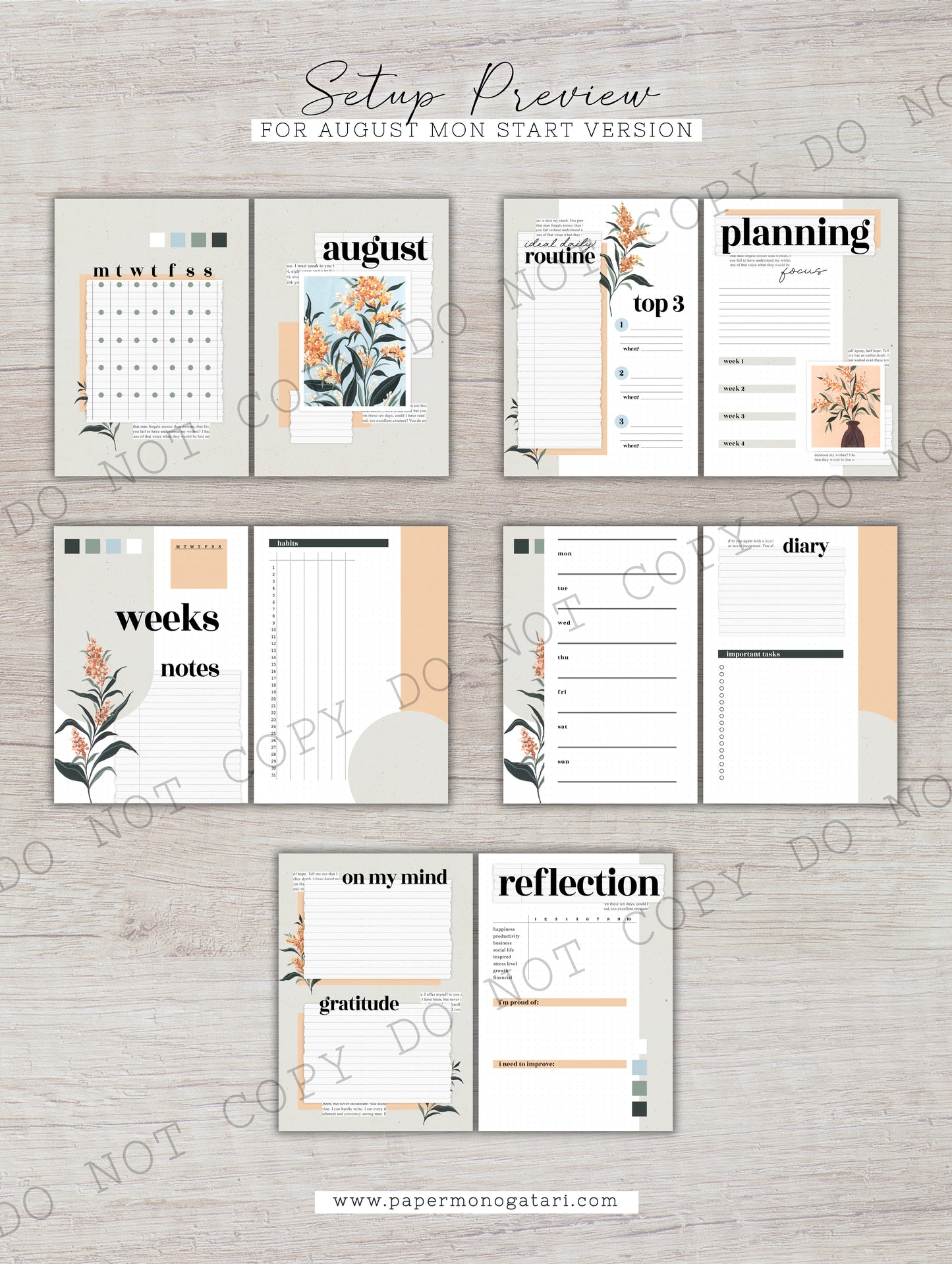 Summer Simplicity | Digital Bullet Journal Theme (Undated: Aug, Sep + Blank)