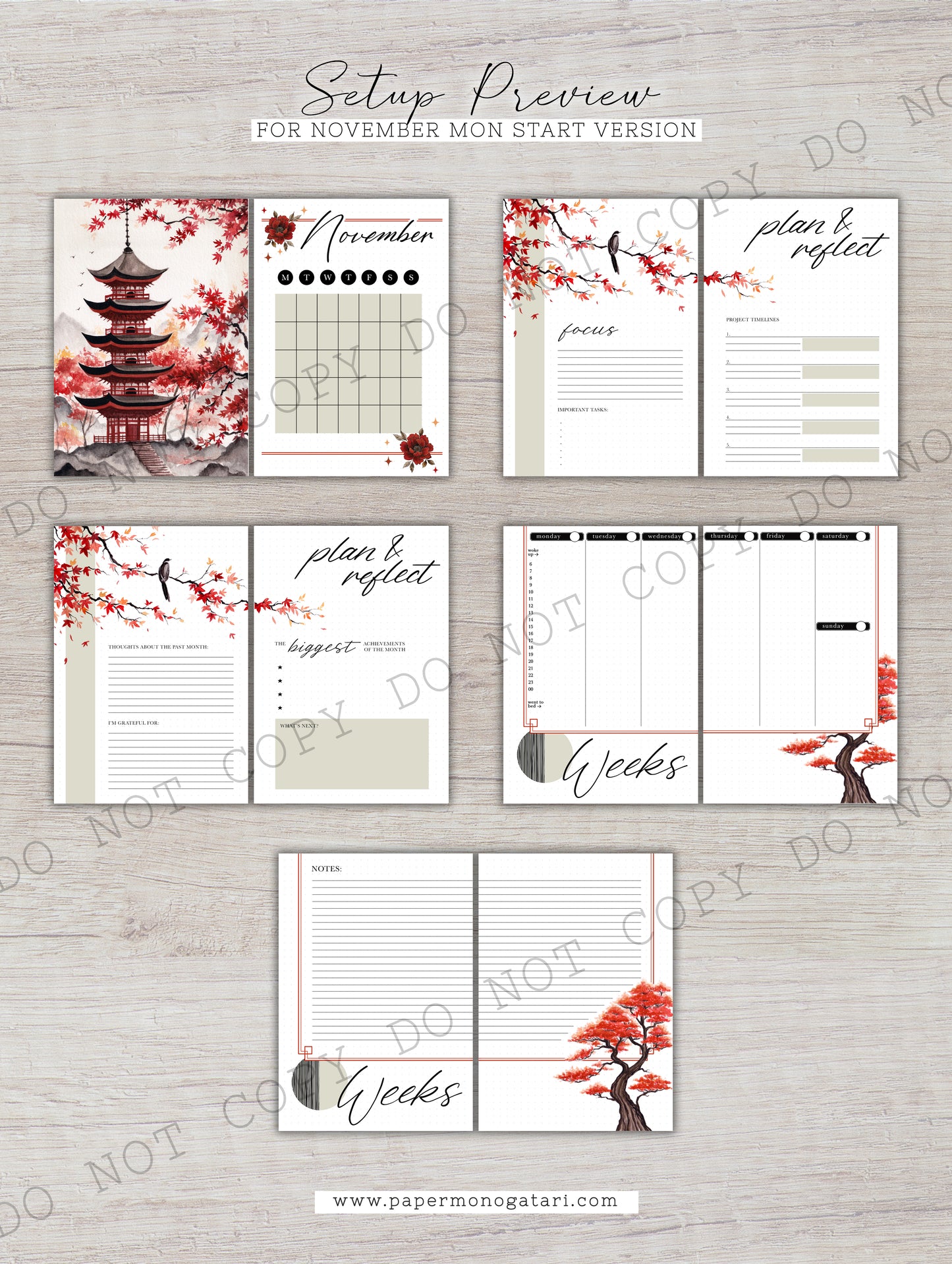 Swaying Maple | Digital Bullet Journal Theme (Undated: Nov, Dec + Blank)