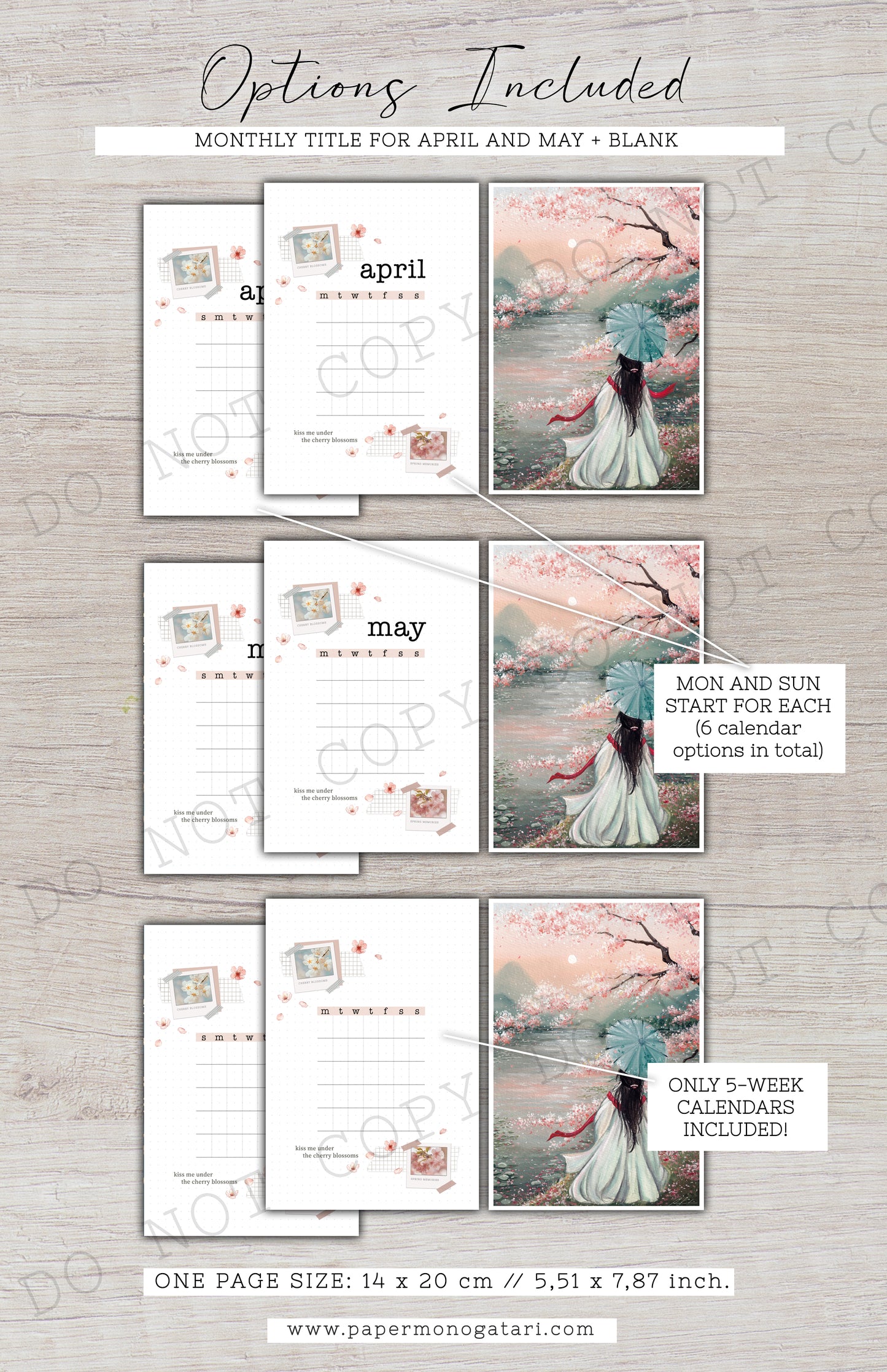 Under A Cherry Tree | Digital Bullet Journal Theme (Undated: Apr, May + Blank)