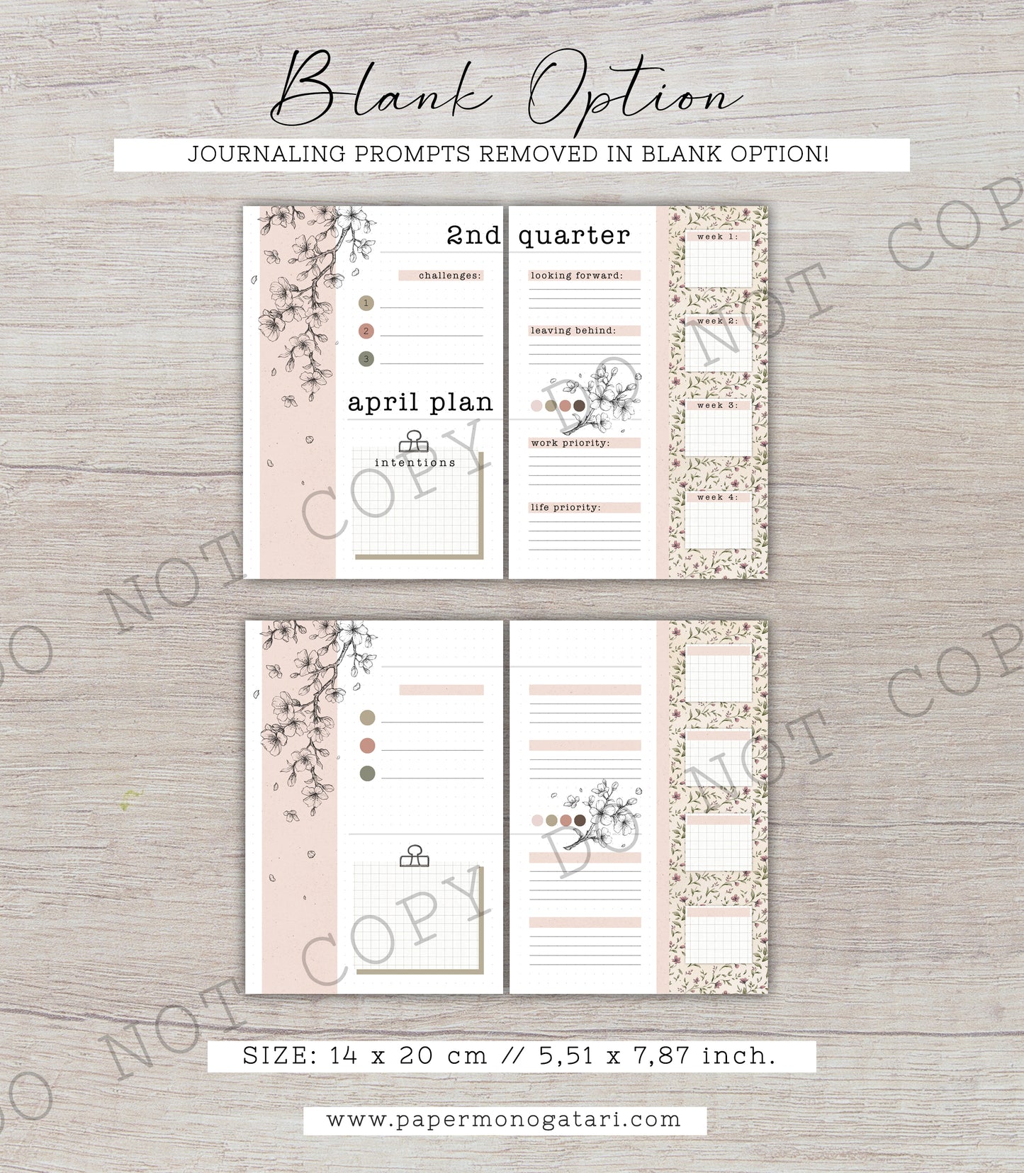 Under A Cherry Tree | Digital Bullet Journal Theme (Undated: Apr, May + Blank)