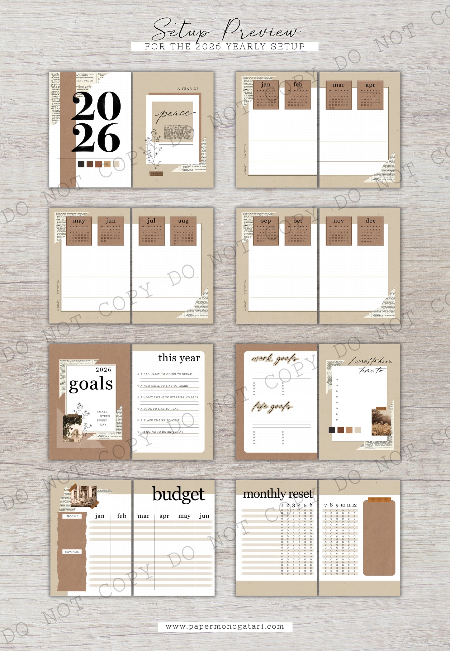 Vintage 2026 Yearly Setup | Digital Bullet Journal Theme