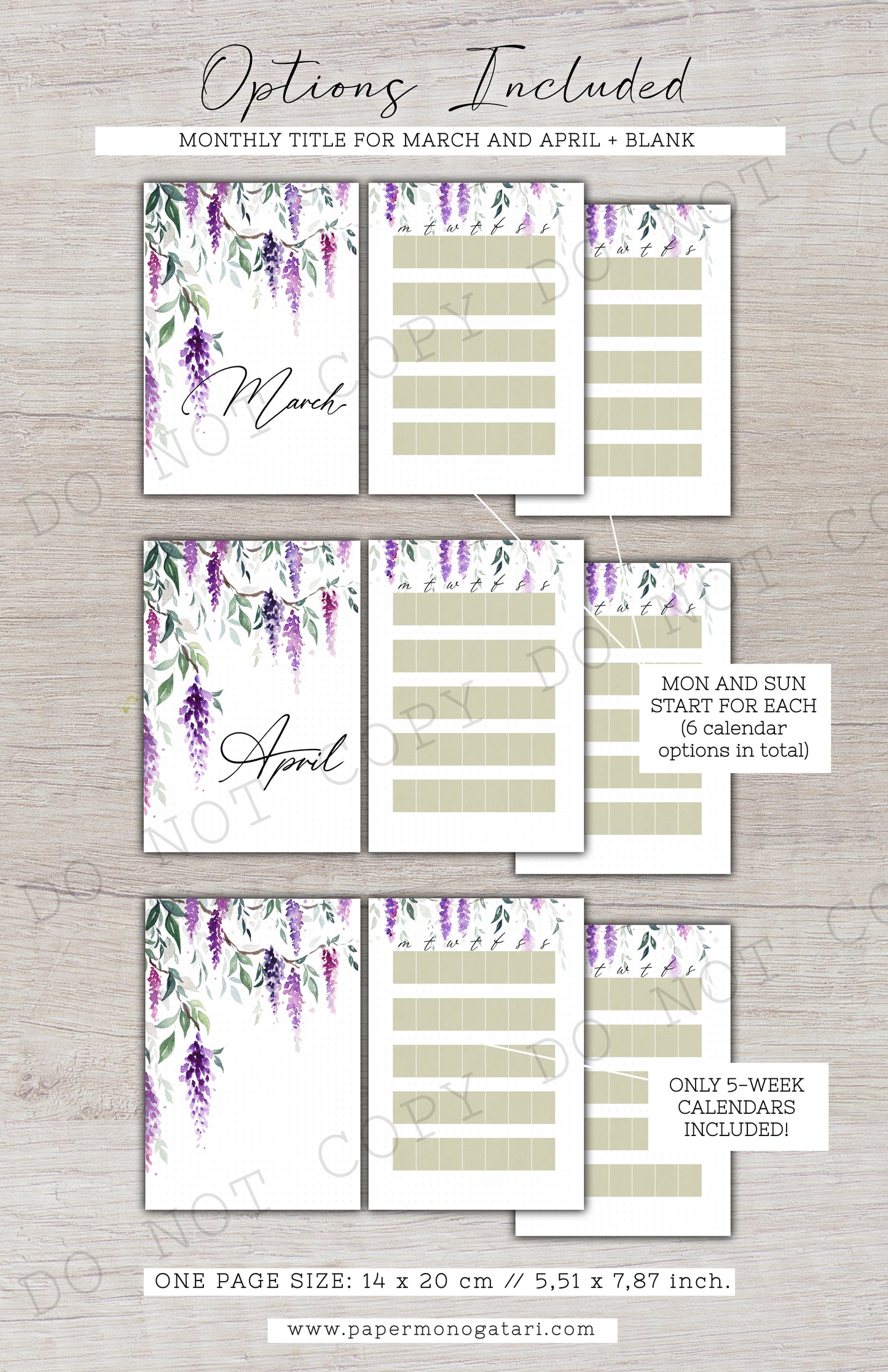 Whispering Wisteria | Digital Bullet Journal Theme (Undated: Mar, Apr + Blank)