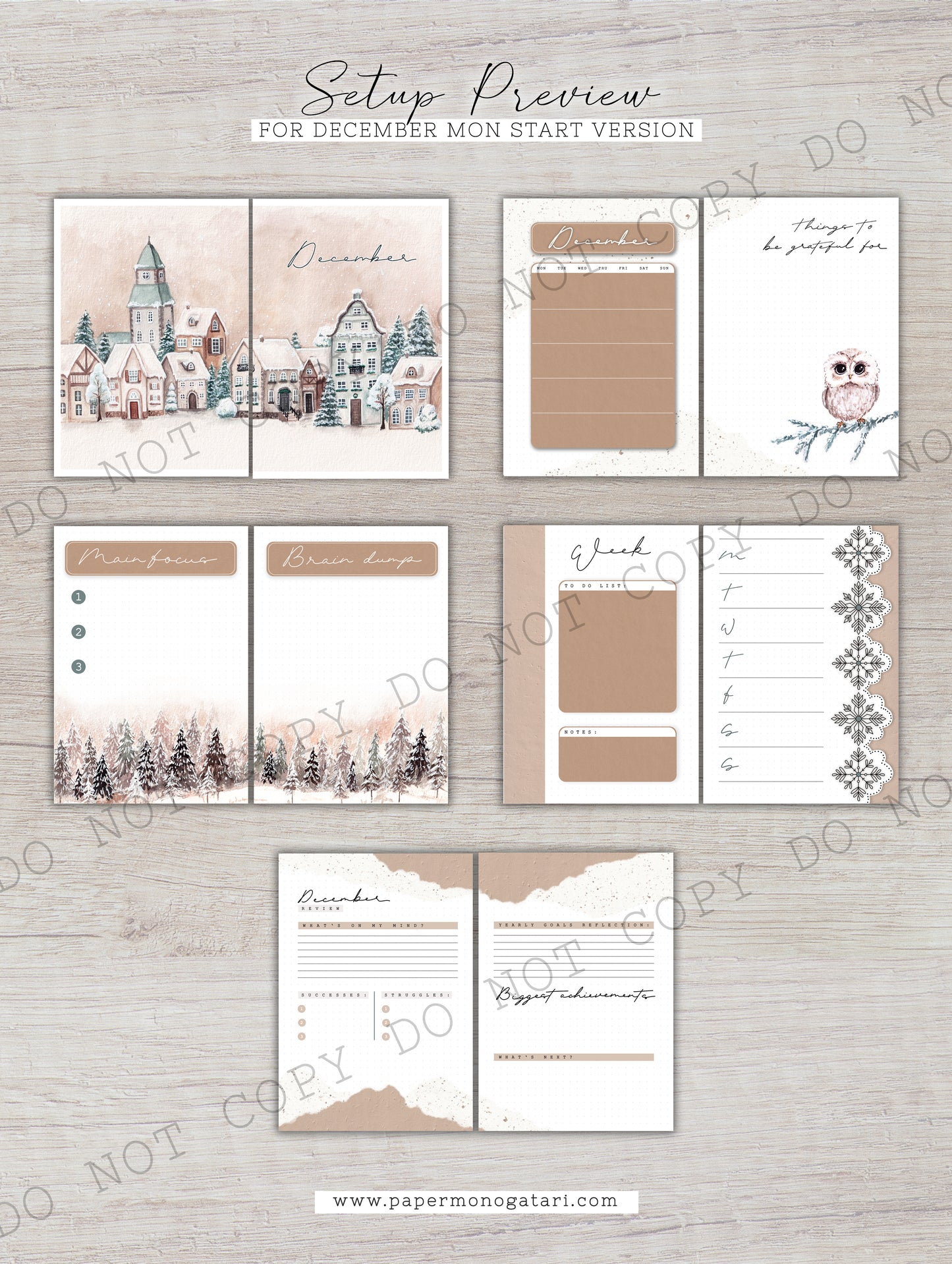 Winter Village | Digital Bullet Journal Theme (Undated: Dec, Jan + Blank)