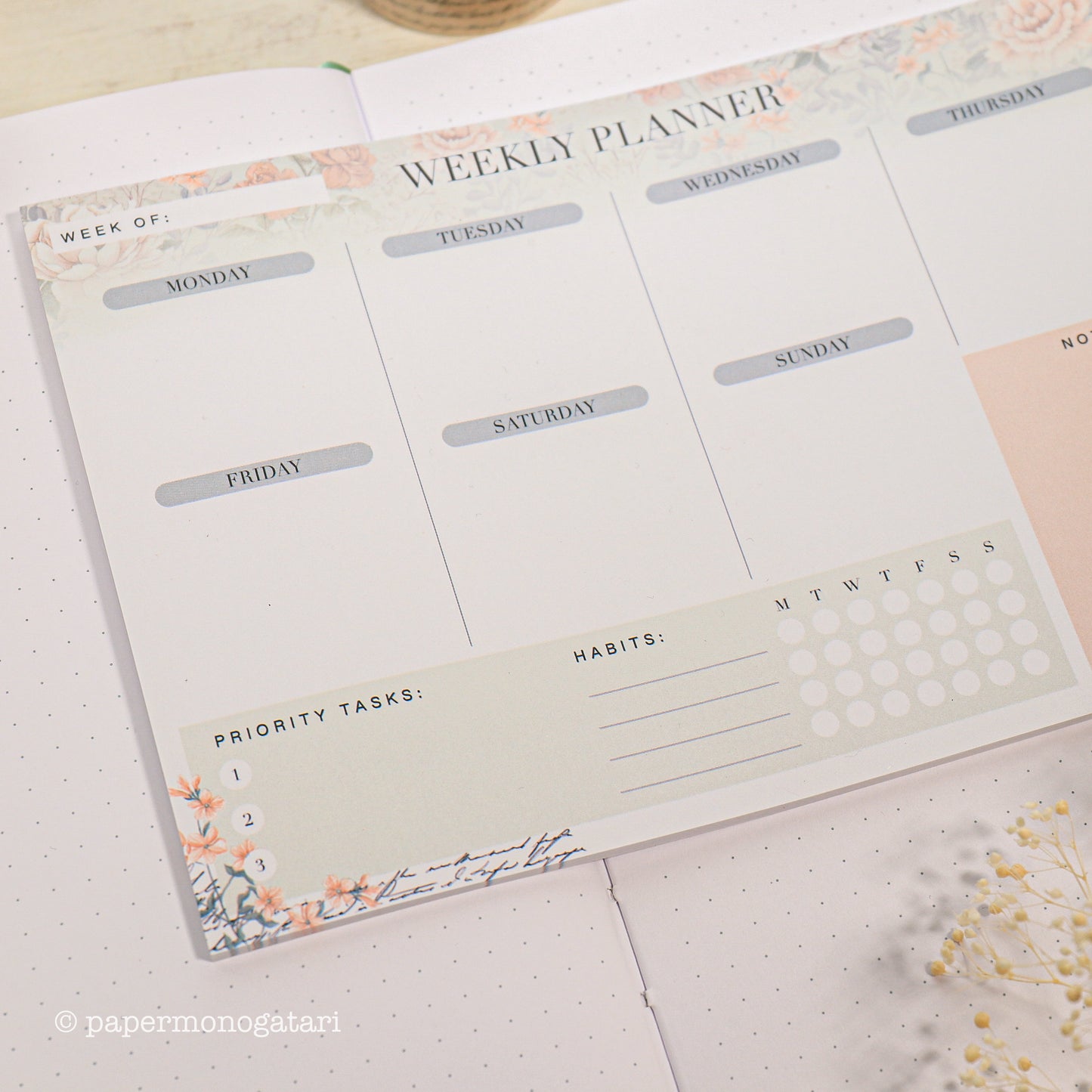 Weekly Planner Note Pad