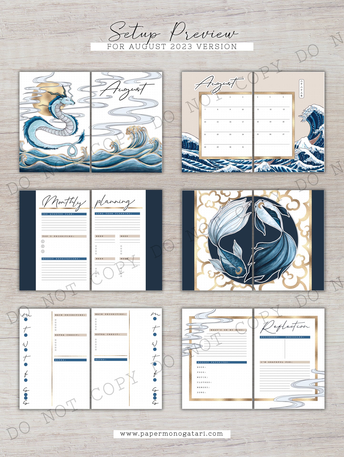 The Great Waves | Digital Bullet Journal Theme